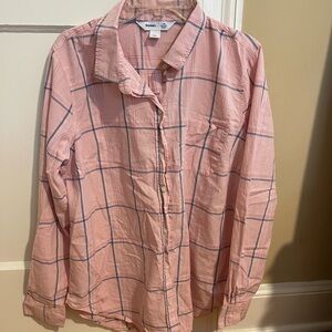 Old Navy Pink and Blue Plaid Shirt